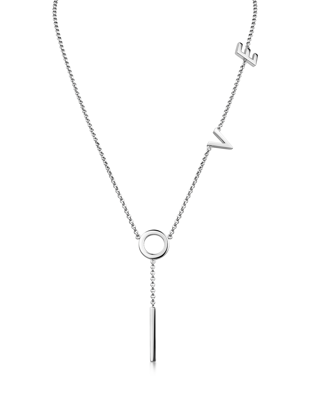 Collier „Love“ – 925 Silber rhodiniert, 47 cm