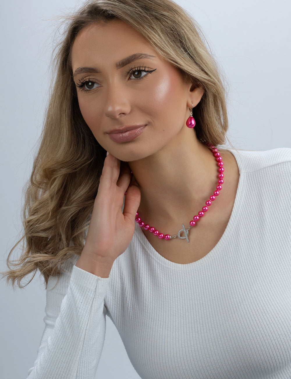 Collier mit Muschelkernperle 8 mm – pink