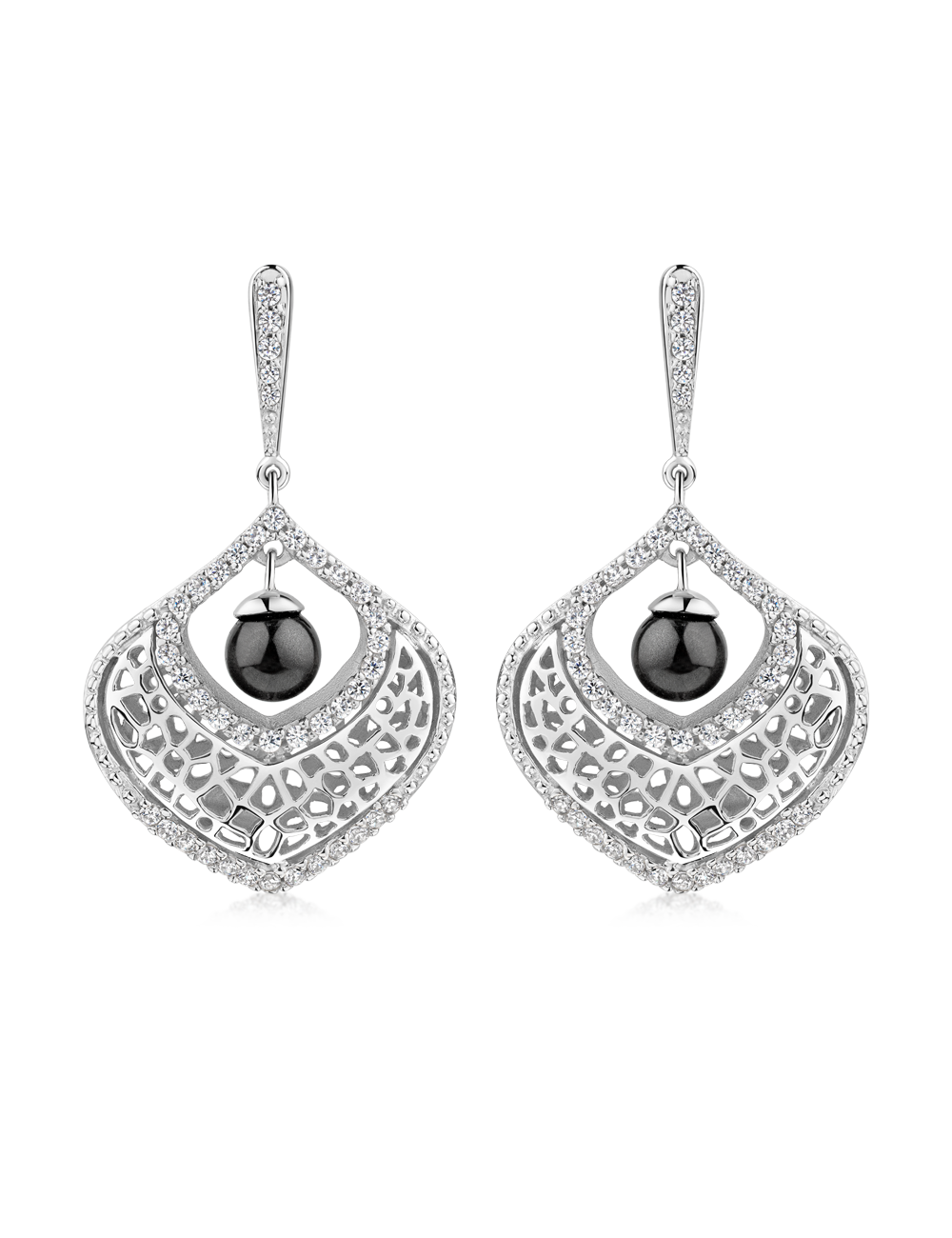 Ohrstecker 925/- Silber rhodiniert mit Perle
