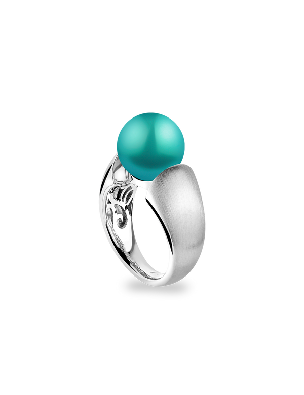 Ring 925/- Silber rhodiniert mit Perle