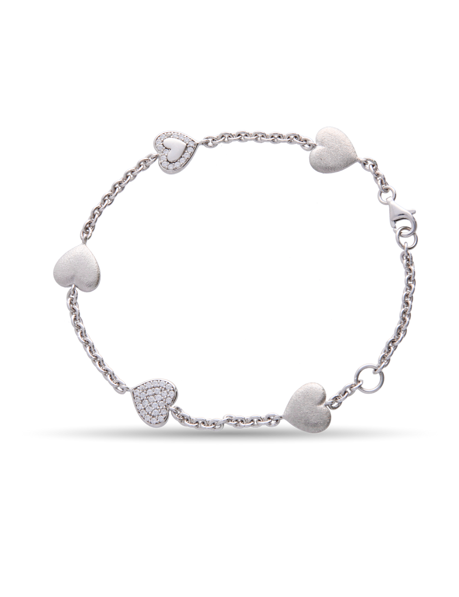 Modern Armband Herz, 925/- Silber rhodiniert