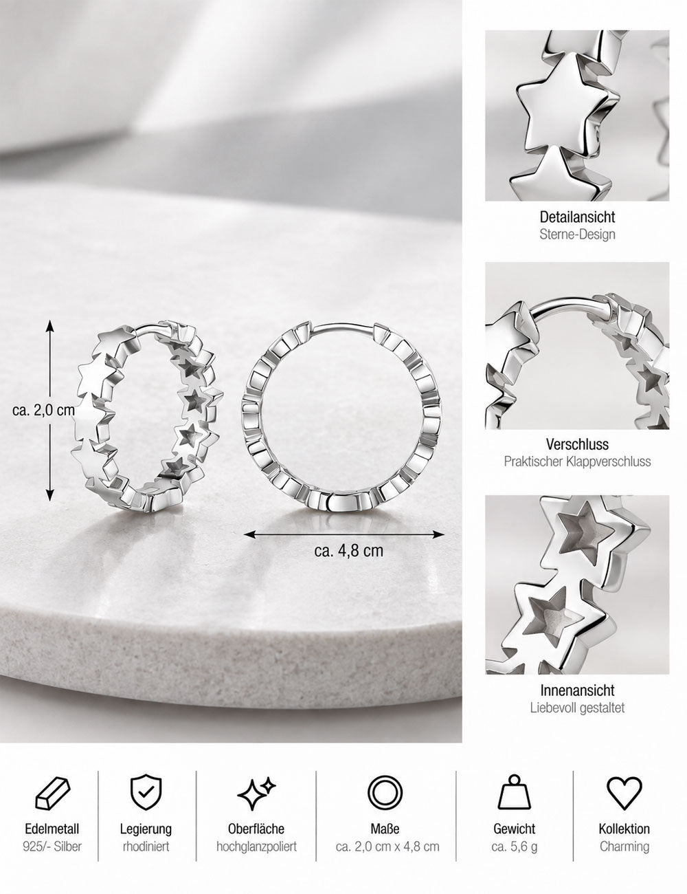 Creolen "Sterne" 925/- Silber