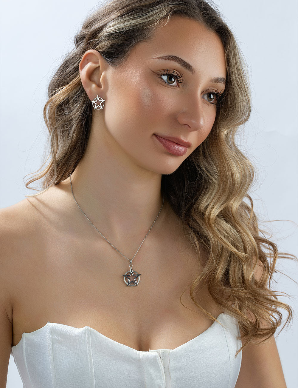 Ohrstecker „Stern“ 925/- Silber rhodiniert