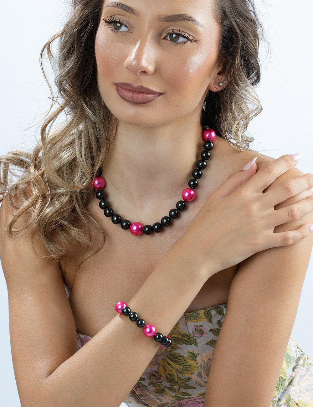 #Muschelkernperle_schwarz / pink